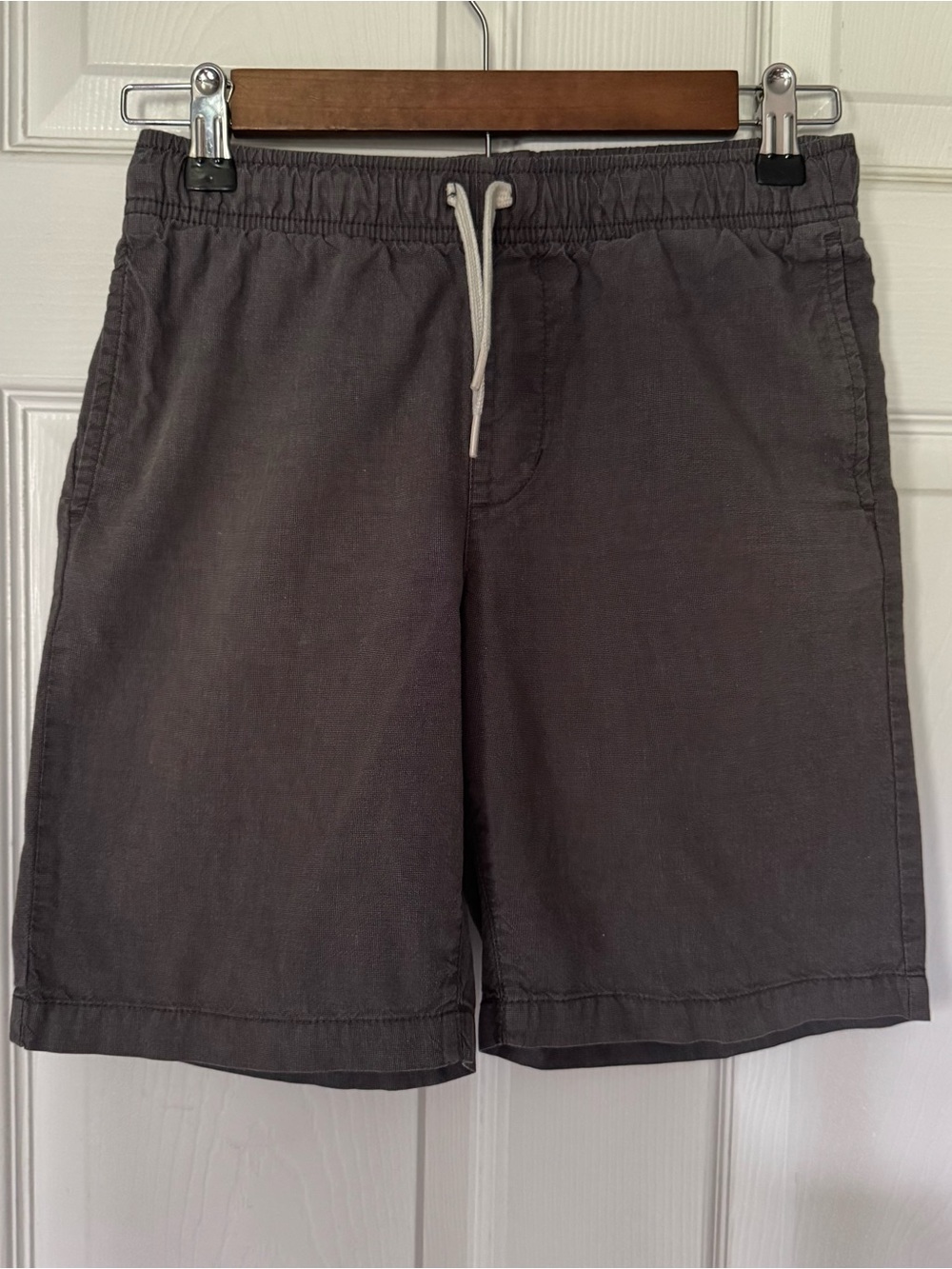 Old Navy Boys Large 10-12 Gray Pull On Chino Shorts Drawstring Cotton Casual